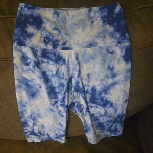Blue Tie-Dye Women's Strechy High Wasted Shorts Size M
